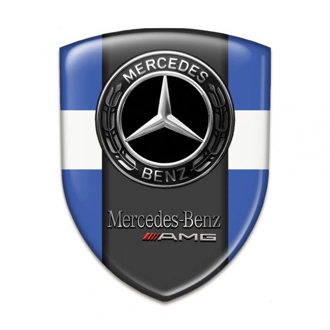 thumbnail image 2 of Mercedes-Benz 3D Doming Spikelet Sticker, Blue Silver, Gloss Finish, Made In Germany 2 of 5