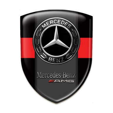 Mercedes AMG Auto Emblem Black with Red Tape Design 
