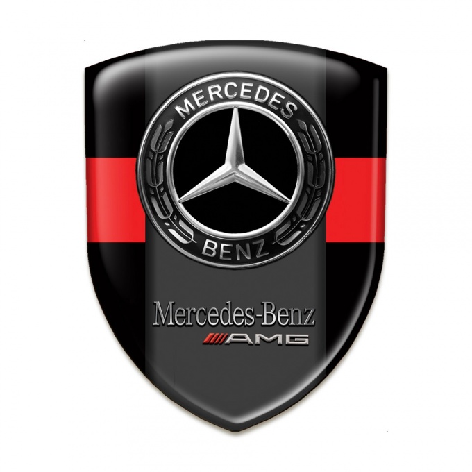 Mercedes AMG Auto Emblem Black with Red Tape Design 