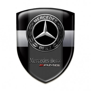 Mercedes AMG Logo Emblem Black With Grey Ribbon Design 