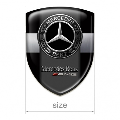 Mercedes AMG Logo Emblem Black With Grey Ribbon Design 