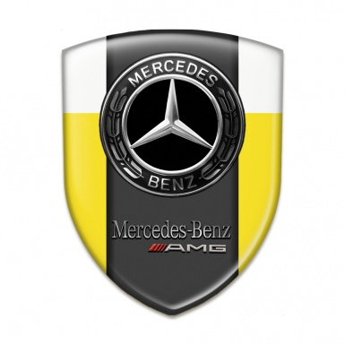 Mercedes AMG Self Adhesive Emblem Logo Yellow White Edition 
