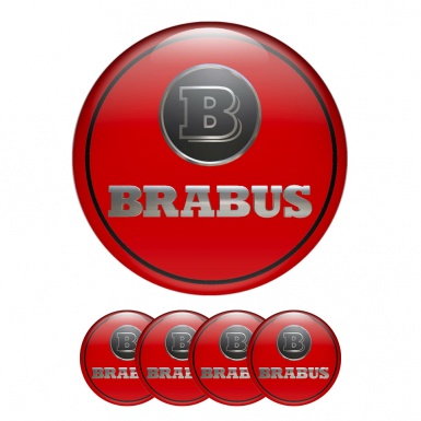 Mercedes Brabus Wheel Emblems Center Cap Red Black Ring
