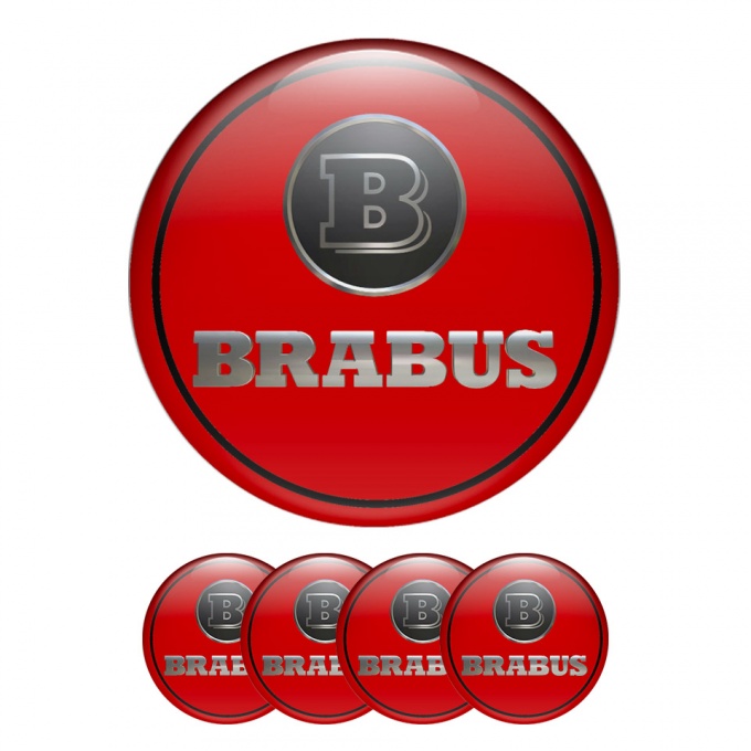 Mercedes Brabus Wheel Emblems Center Cap Red Black Ring