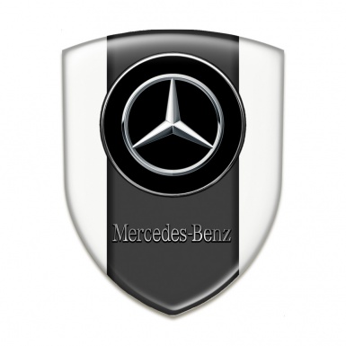 Mercedes Benz Auto Emblem white Print Silver Logo 