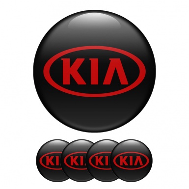 Kia Domed Stickers Wheel Center Cap Black Design