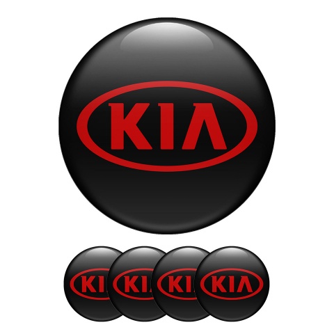 Kia Domed Stickers Wheel Center Cap Black Design