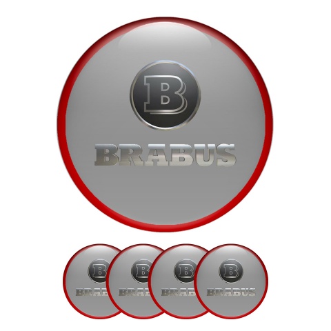 Mercedes Brabus Wheel Emblems Center Cap Grey Red Ring