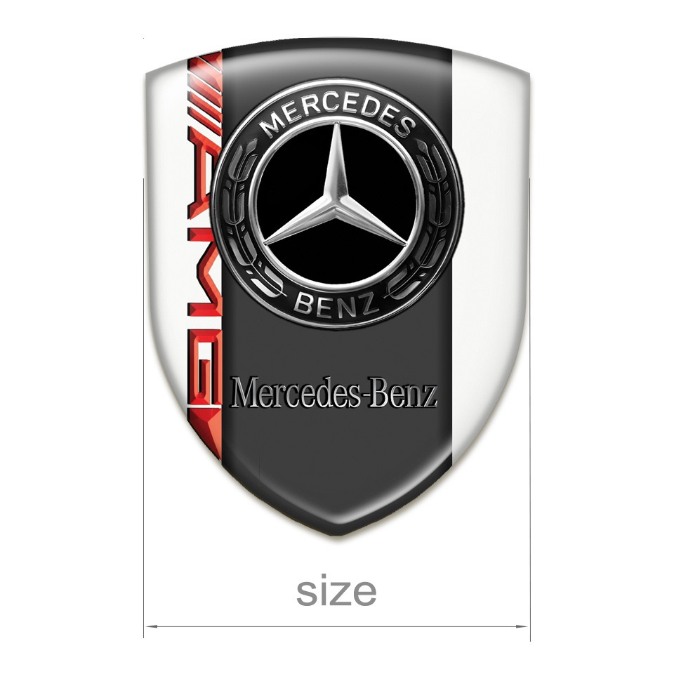 Mercedes Benz Tuning Emblem White Print Amg Style | Domed Emblems ...