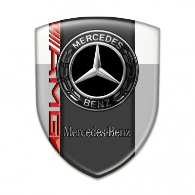 Mercedes Benz Emblem Exterior Grey White Print AMG Style 