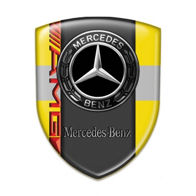 Mercedes Benz Car Accessories Badge Yellow with Grey Tape AMG Style 