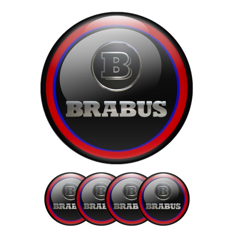 Mercedes Brabus Emblem Wheel Center Caps Black Ring