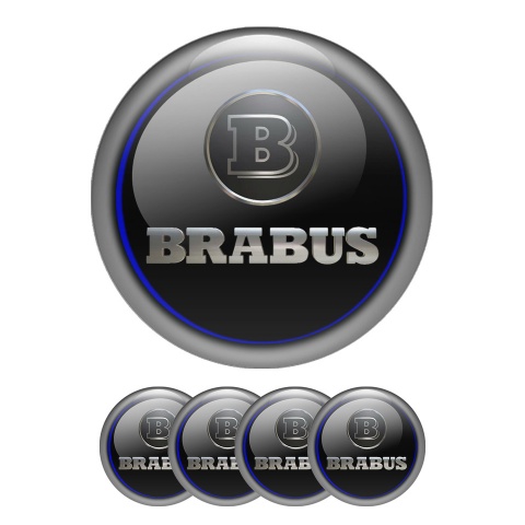 Mercedes Brabus Emblem Wheel Center Caps Black 3D Grey Ring