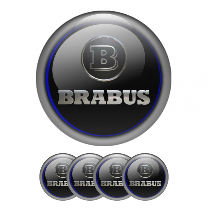 Mercedes Brabus Emblem Wheel Center Caps Black 3D Grey Ring, Wheel Emblems, Stickers