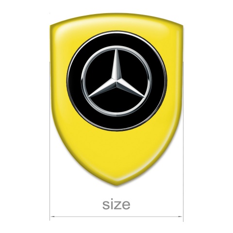 Mercedes Tuning Emblem Stylish Yellow Background Silver Logo 