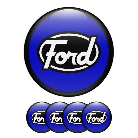 Ford Emblem Wheel Center Caps Navy Black Ring