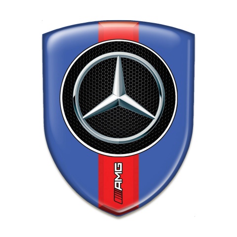 Mercedes Emblem Badge Logo Blue Print Red AMG Band 