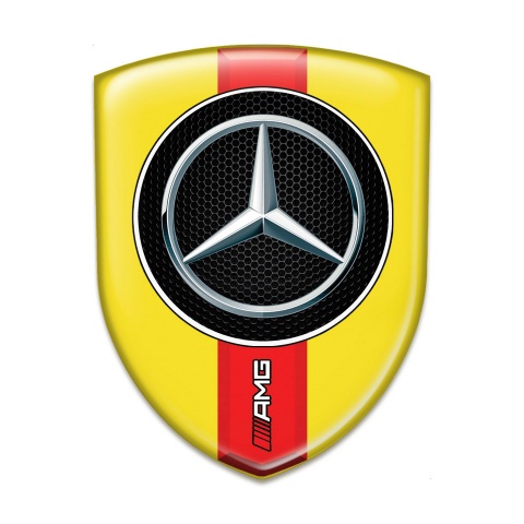 Mercedes Tuning Emblem Yellow Print Red AMG Band