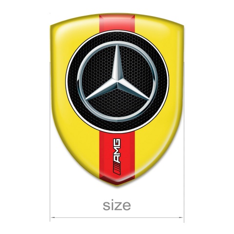 Mercedes Tuning Emblem Yellow Print Red AMG Band