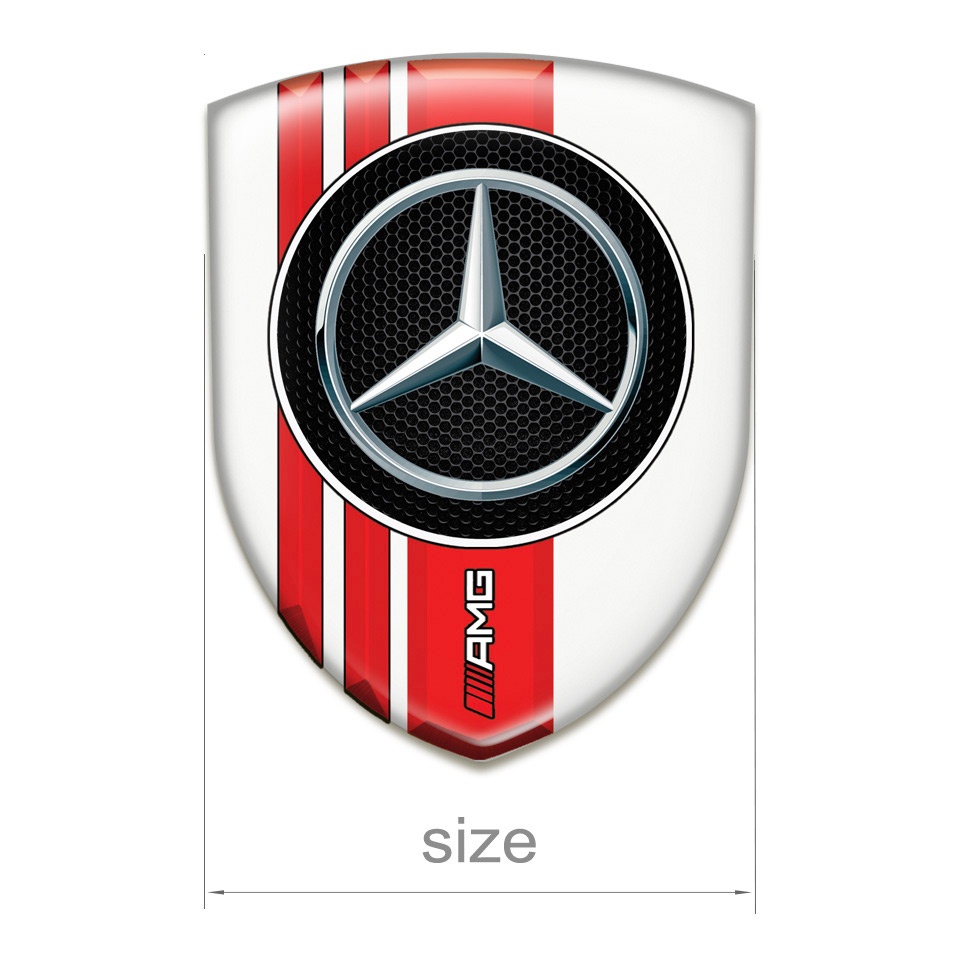 Mercedes AMG Domed Emblem White with Red Bands Style | Domed Emblems ...