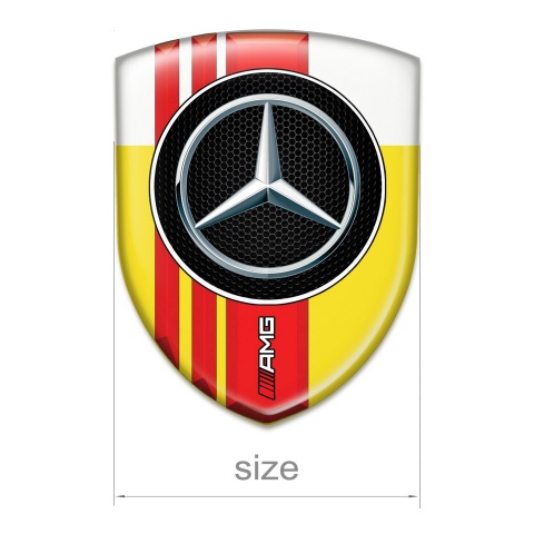 Mercedes AMG 3D Gel Emblem Yellow White Base Red Bands Style 