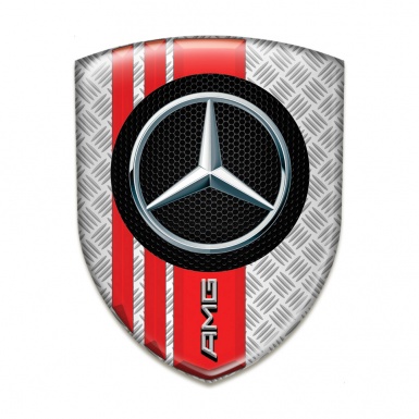 Mercedes AMG Tuning Emblem Mesh Effect with Red Bands Style 