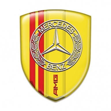 Mercedes 3D Gel Emblem Yellow with Red Lines Base AMG Design 