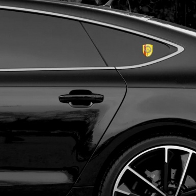 Mercedes 3D Gel Emblem Yellow with Red Lines Base AMG Design 