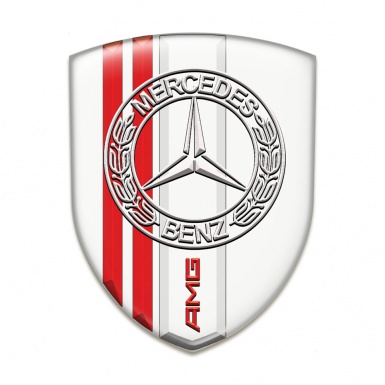 Mercedes Emblem Exterior White with Red Lines base AMG Design 