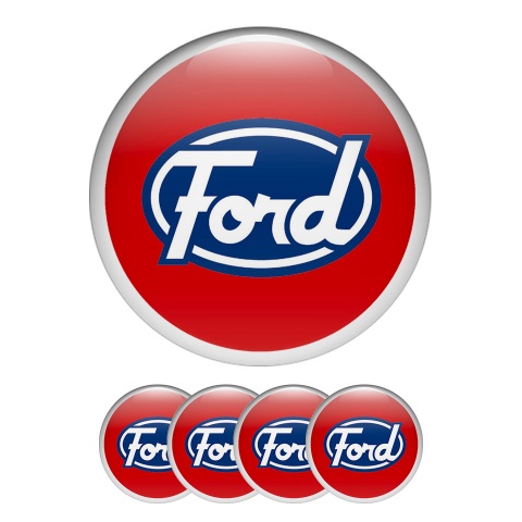 Ford Wheel Emblems for Center Caps Red Navy Logo