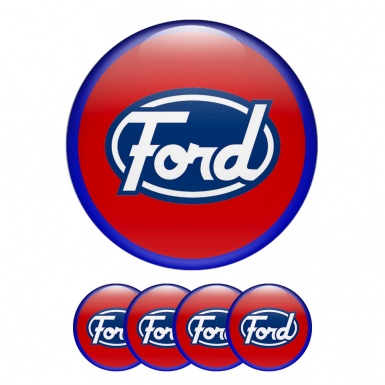 Ford Wheel Emblems for Center Caps Red Navy Ring