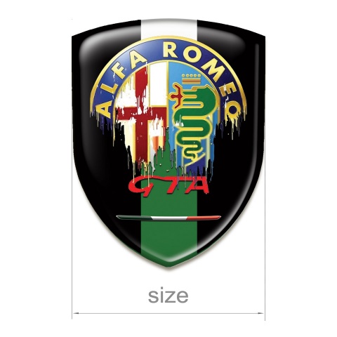 Alfa Romeo Self Adhesive Car logo Emblem Black base With Green White Ribbon Style 