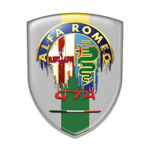 Alfa Romeo GTA Silicone Car Decal Badge Grey Print Dripping Logo Style 