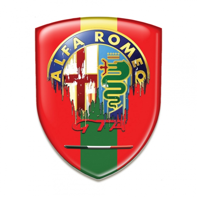 Alfa Romeo GTA Silicone Badge Red Base Dripping logo Style 