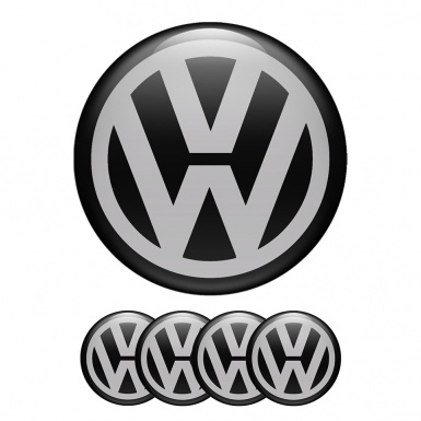 VW Volkswagen Wheel Center Cap Domed Stickers Black Grey