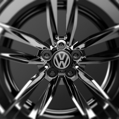 VW Volkswagen Wheel Center Cap Domed Stickers Black Grey