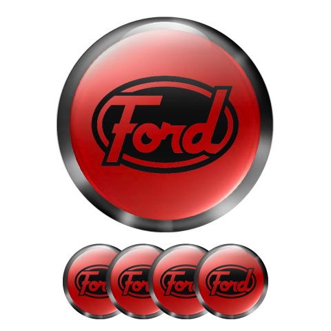 Ford Wheel Emblems for Center Caps Red Gradient Ring