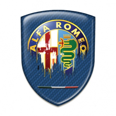 Alfa Romeo Auto Emblem Navy Blue Carbon Base Painted Logo 