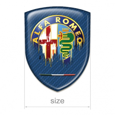 Alfa Romeo Auto Emblem Navy Blue Carbon Base Painted Logo 