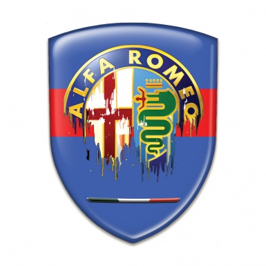 Alfa Romeo Tuning Emblem Blue with Red Tape Base Painted Logo 