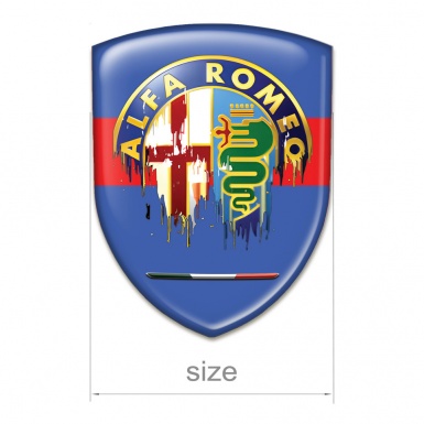 Alfa Romeo Tuning Emblem Blue with Red Tape Base Painted Logo 