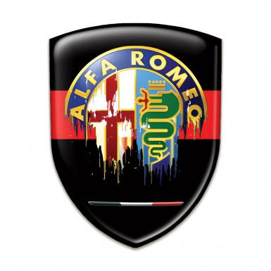 Alfa Romeo Resin Sticker Black with Red Band Base Painted Logo 