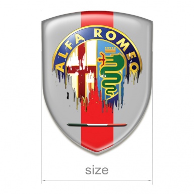 Alfa Romeo Silicone Shield Grey with Red Ribbon Base Painted Logo Style 