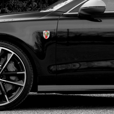 Alfa Romeo Silicone Shield Grey with Red Ribbon Base Painted Logo Style 