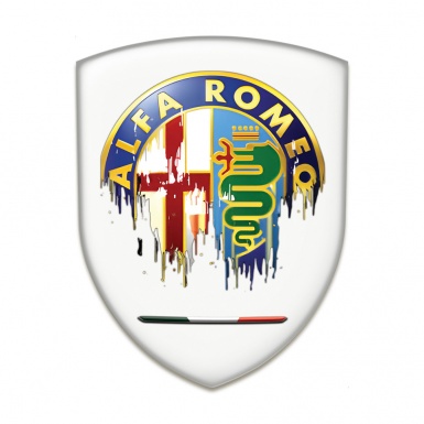 Alfa Romeo Resin Sticker White Background Painted Logo Style 
