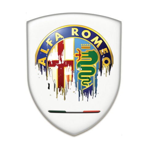 Alfa Romeo Resin Sticker White Background Painted Logo Style 