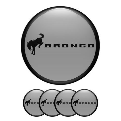 Ford Bronco Wheel Emblems for Center Caps Grey Black Ring