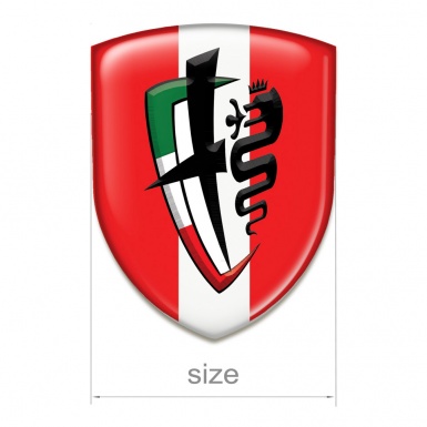 Alfa Romeo Resin Sticker red with White Ribbon Design 