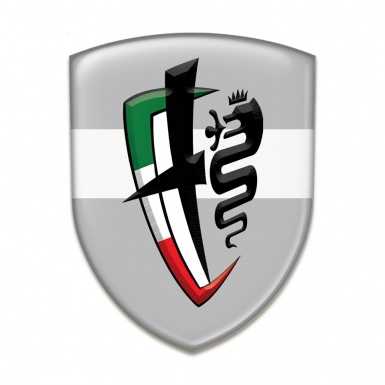 Alfa Romeo Self Adhesive Car logo Emblem Grey Base with White Band Variant