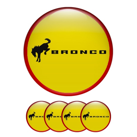 Ford Bronco Wheel Emblems for Center Caps Yellow Red Ring